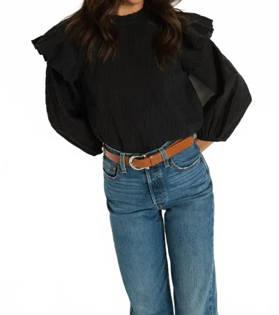Nation Ltd Aria Ruffle Top In Jet Black