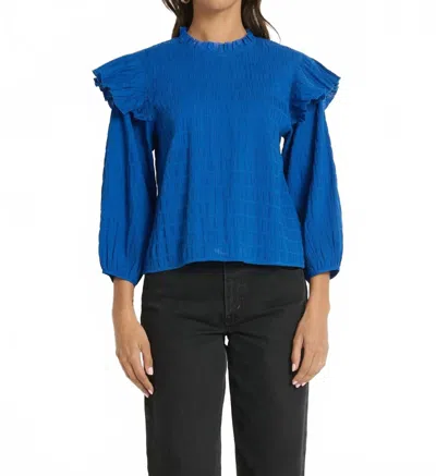 Nation Ltd Aria Ruffle Top In Sapphire In Blue