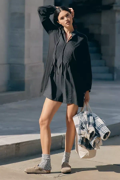 Nation Ltd Ariana Long-sleeve Pintuck Mini Dress In Black
