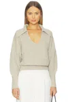 Nation Ltd Ashton Collared Pullover Sweater In Moonbeam Heather In White