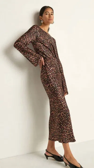 Nation Ltd Assaka Midi Dress In Leopard In Brown