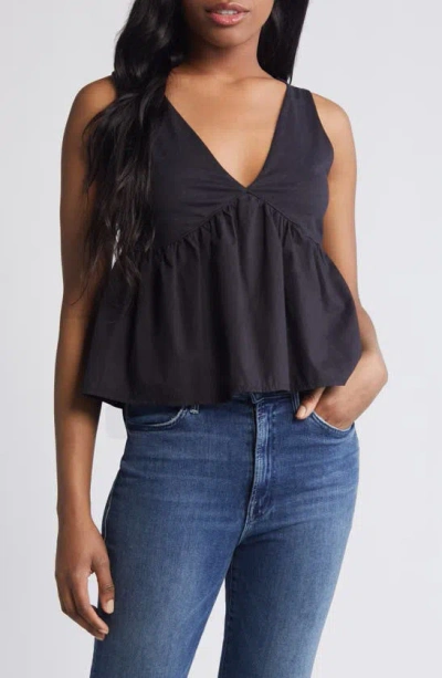 Nation Ltd Attenia Babydoll Tank In Jet Black