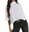Nation Ltd Bell Mock Neck Top In White In White