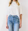 Nation Ltd Bell Mock Neck Top In White In White