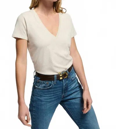Nation Ltd Blair Slim Tee Top In Heather Oatmeal In White