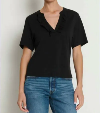 Nation Ltd Blondie Short Sleeve Top With Ruffle In Jet Black