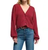 NATION LTD BO BALLOON SLEEVE CARDIGAN IN DANISH RED