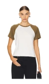 Nation Ltd Bobbie Baseball Tee In Capers In White