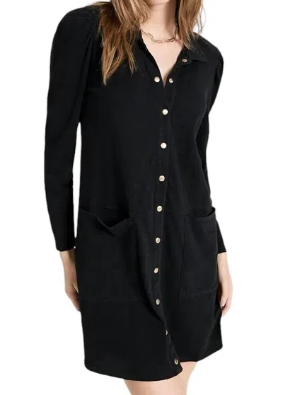 Nation Ltd Brooks Retro Snapped Mini Dress In Jet Black