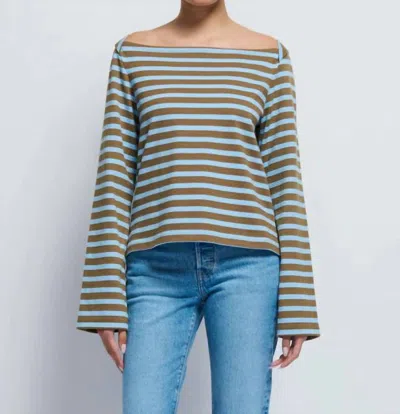 NATION LTD BRYCE LONG SLEEVE TOP IN CAPERS PRATO STRIPE