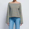 Nation Ltd Bryce Stripe Boat Neck Blouse In Capers Prato Stripe In Multi