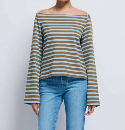 Nation Ltd Bryce Stripe Boat Neck Top In Capers Prato Stripe