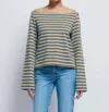 Nation Ltd Bryce Stripe Boat Neck Blouse In Capers Prato Stripe In Multi