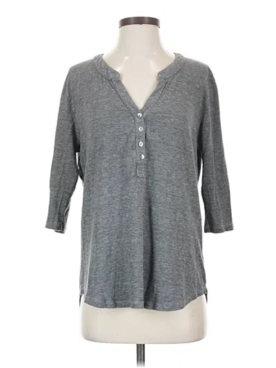 Pre-owned Nation Ltd. By Jen Menchaca Long Sleeve Henley Shirt In Gray