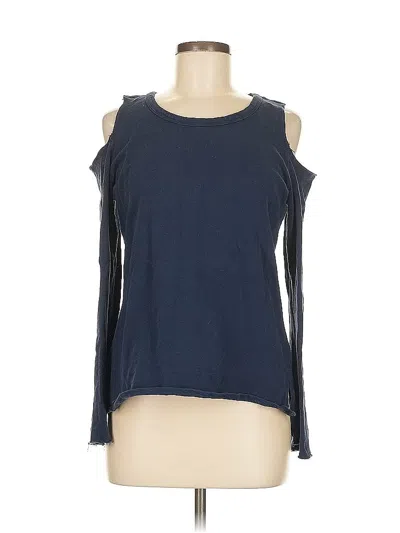 Pre-owned Nation Ltd. By Jen Menchaca Long Sleeve Top Blue Cold Shoulder Neckline Tops