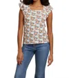 Nation Ltd Cameo Print Notched Ruffle Tank Top In Peach Blossom In Beige
