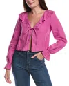 Nation Ltd Camila Ruffle Tie-front Linen Top In Pink