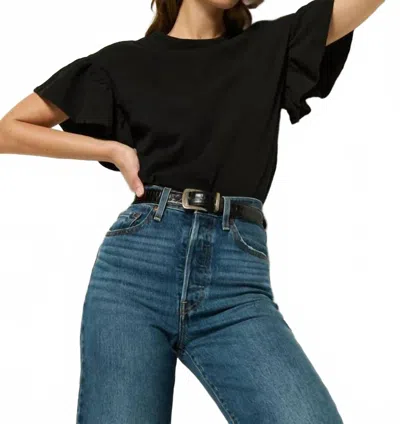 Nation Ltd Camille Ruffle Tee In Jet Black