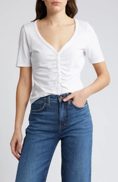 Nation Ltd Carlotta Gathered Button-up Top In Optic White