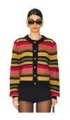 Nation Ltd Carmela Balloon Sleeve Cardigan In Vintage Stripe In Yellow