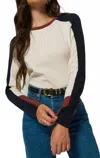 Nation Ltd Carmen Long Sleeve Crew Neck Top In Topa Color Block In White