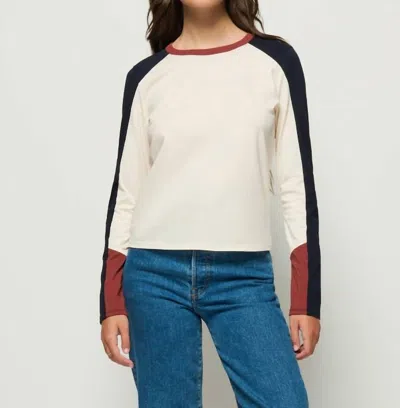 Nation Ltd Carmen Long Sleeve Crew Neck Top In Topa Color Block In White