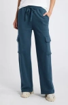 Nation Ltd Casey Wide Leg Cargo Sweatpants In Midnight Navy