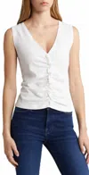 Nation Ltd Cassie Tank With Shirring In Optic White In White