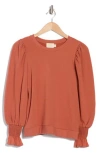 Nation Ltd Cecile Smocked Sweatshirt In Red Clay