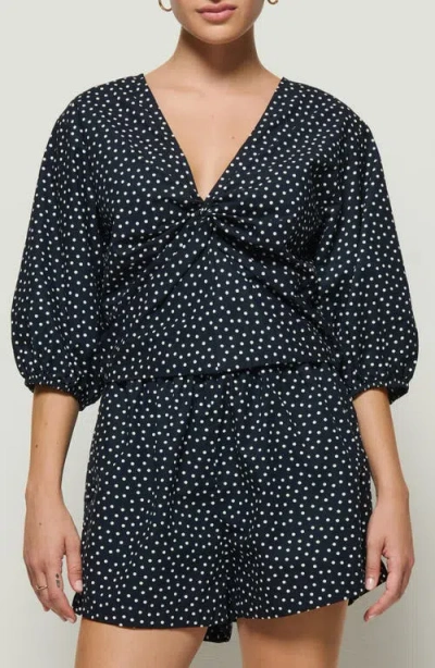 Nation Ltd Celeste Puff Sleeve Top In Cabana Polka Dot