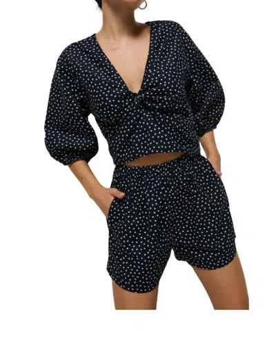Nation Ltd Celeste V-neck Blouse In Polka Dot In Blue