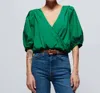 Nation Ltd Charlene Bubble Hem Top In Verdant Green