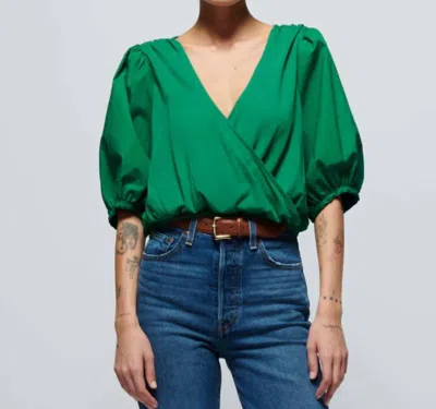 Nation Ltd Charlene Bubble Hem Top In Verdant Green