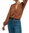 Nation Ltd Chiara Long Sleeve Top In Brown