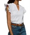 Nation Ltd Christa Ruffle Sleeve Top In Optic White In White