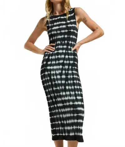 Nation Ltd Christy Midi Dress In Tie Dye Stripe In Black