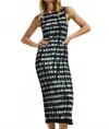 Nation Ltd Christy Tie Dye Midi Dress In Tie Dye Stripe In Black
