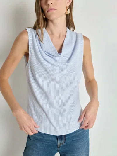 Nation Ltd Cille Cowl Neck Tank In Mini Stripe In Blue