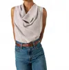 Nation Ltd Cille Cowl Neck Tank In Praline Stripe In Black