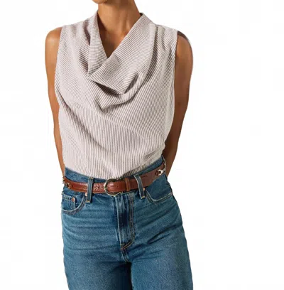 Nation Ltd Cille Cowl Neck Tank In Praline Stripe In Black