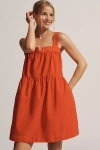 Nation Ltd Claribel Poplin Babydoll Mini Dress In Red