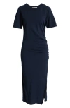 Nation Ltd Cole Ruched Cotton T-shirt Dress In Night Sky
