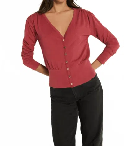 Nation Ltd Colette Cardigan Top In Russet In Burgundy
