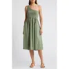 Nation Ltd Connie One-shoulder Smocked Midi Dress In Sea Spray