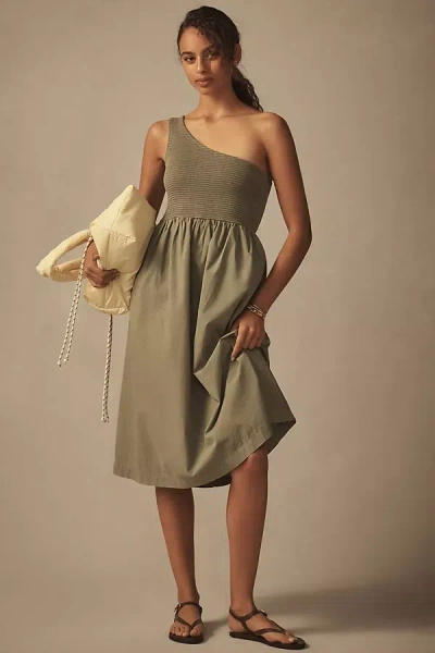 Nation Ltd Connie One-shoulder Midi Dress In Green