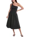 Nation Ltd Connie One-shoulder Smocked Midi Dress In Black