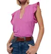 Nation Ltd Constance V-neck Top In Rosebud In Pink