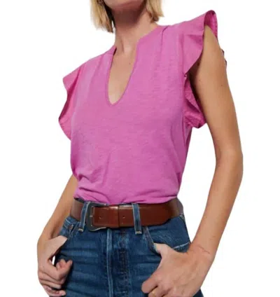 Nation Ltd Constance V-neck Top In Rosebud In Pink