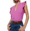 Nation Ltd Constance V-neck Top In Rosebud In Pink