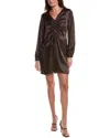 Nation Ltd Shirred Silk Dress In Coffee In Brown